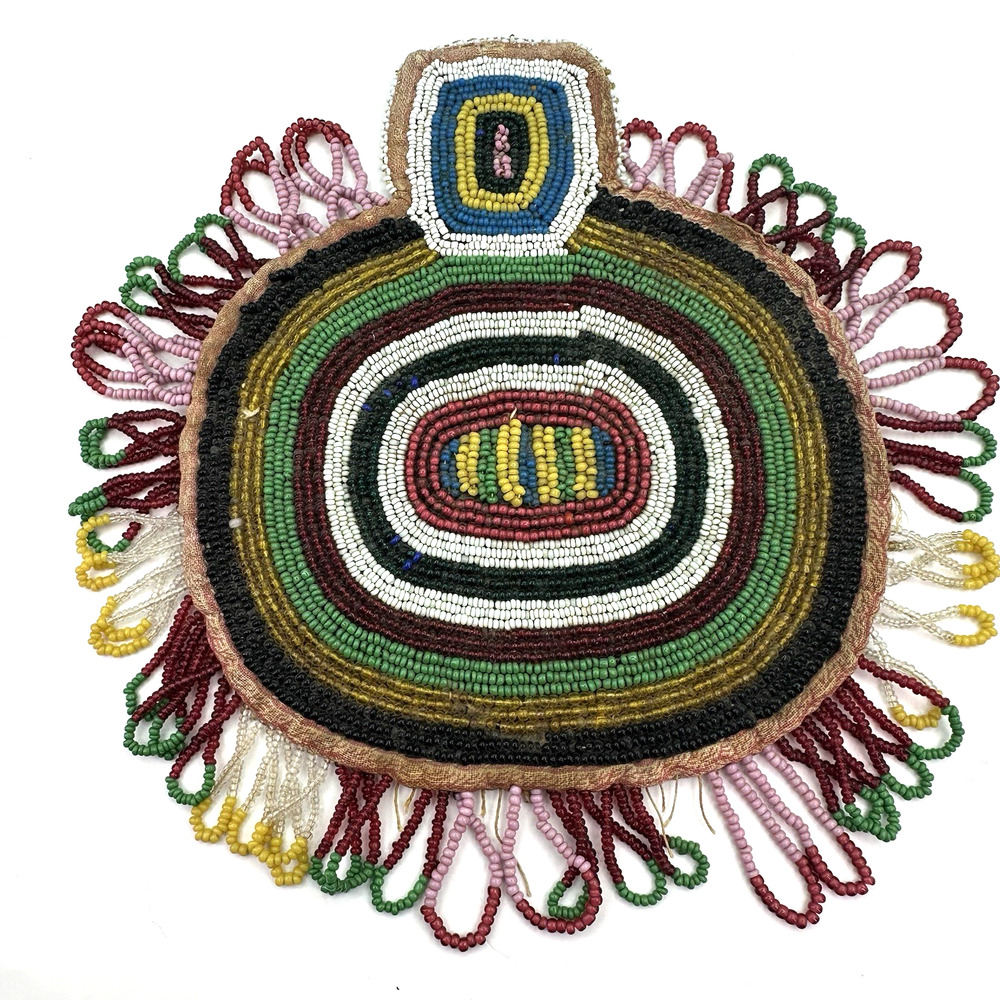 Antique Native American Beaded Shoulder Patch Amulet PLAINS / SIOUX Indian RARE